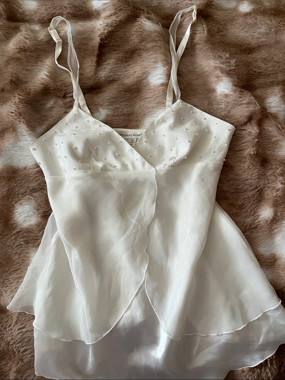 Victoria's Secret Ivory Beaded Sheer Camisole